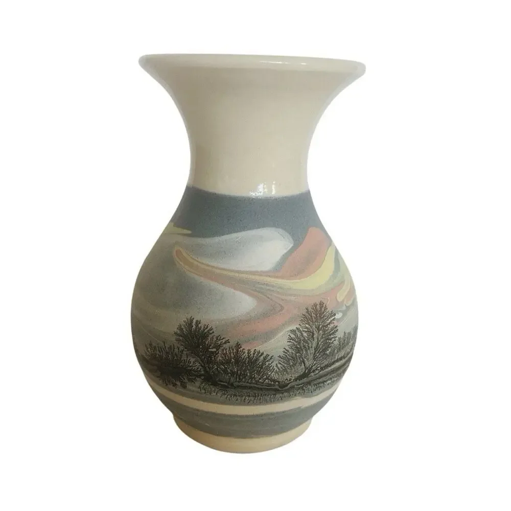 Bocastle Pottery Vase Roger Irving Little 2000 Cornwall UK Dendritic Landscape